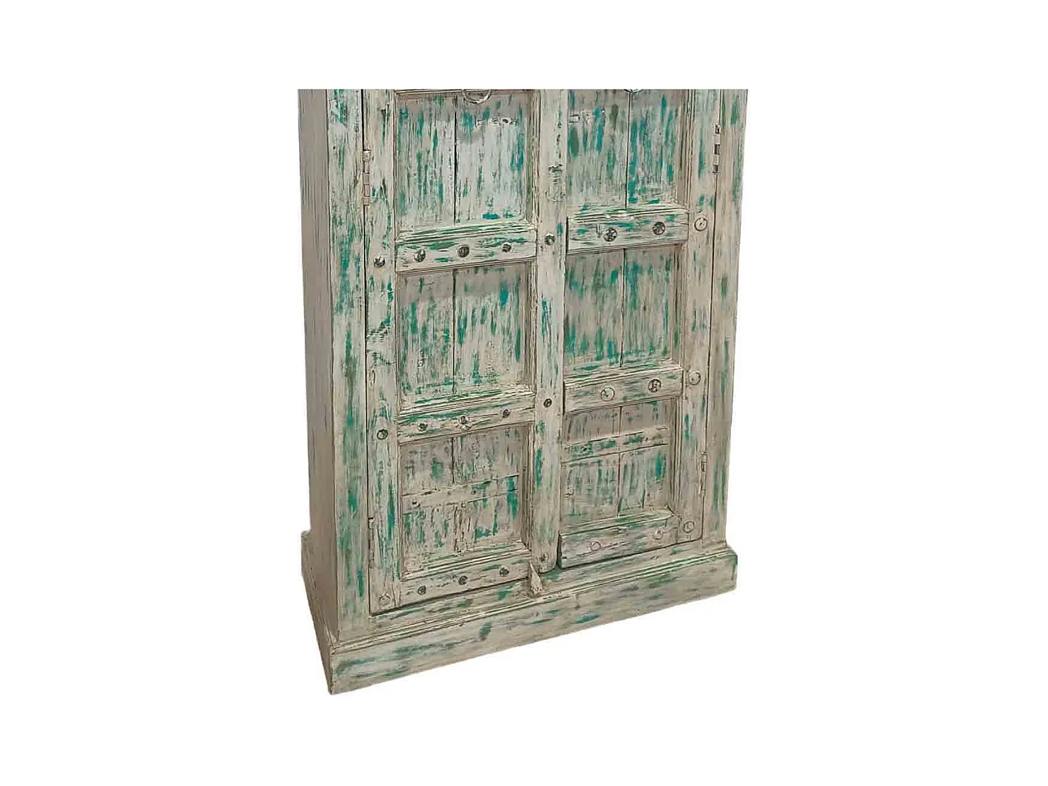 Armoire en bois artisanale bleue 93x42x207 (h)