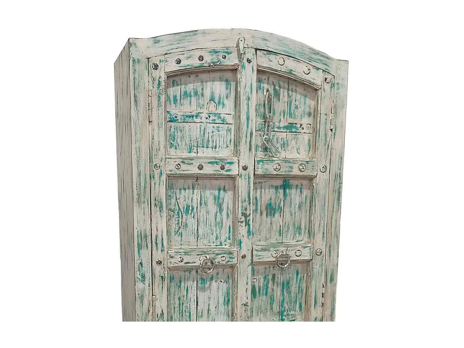 Roupeiro azul de madeira artesanal 93x42x207 cm de altura