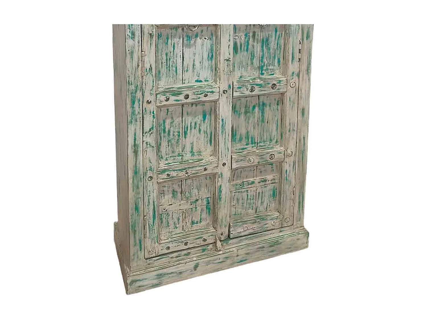 Roupeiro azul de madeira artesanal 93x42x207 cm de altura