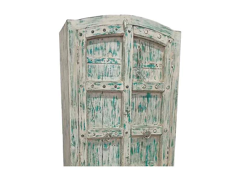 Armario de madera artesanal azul  93x42x207h