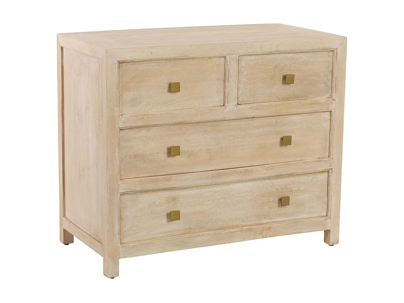 Commode blanche en bois avec 2 tiroirs et 2 portes 90x45x75 cm