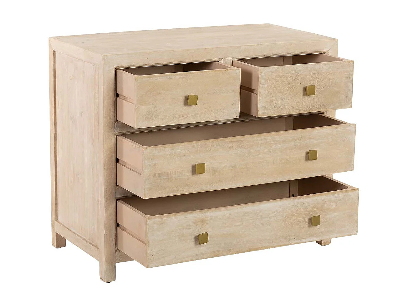 Cómoda em madeira branca com 2 gavetas e 2 portas 90x45x75 cm