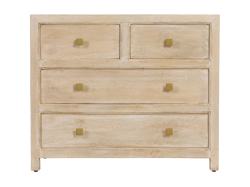 Cómoda em madeira branca com 2 gavetas e 2 portas 90x45x75 cm