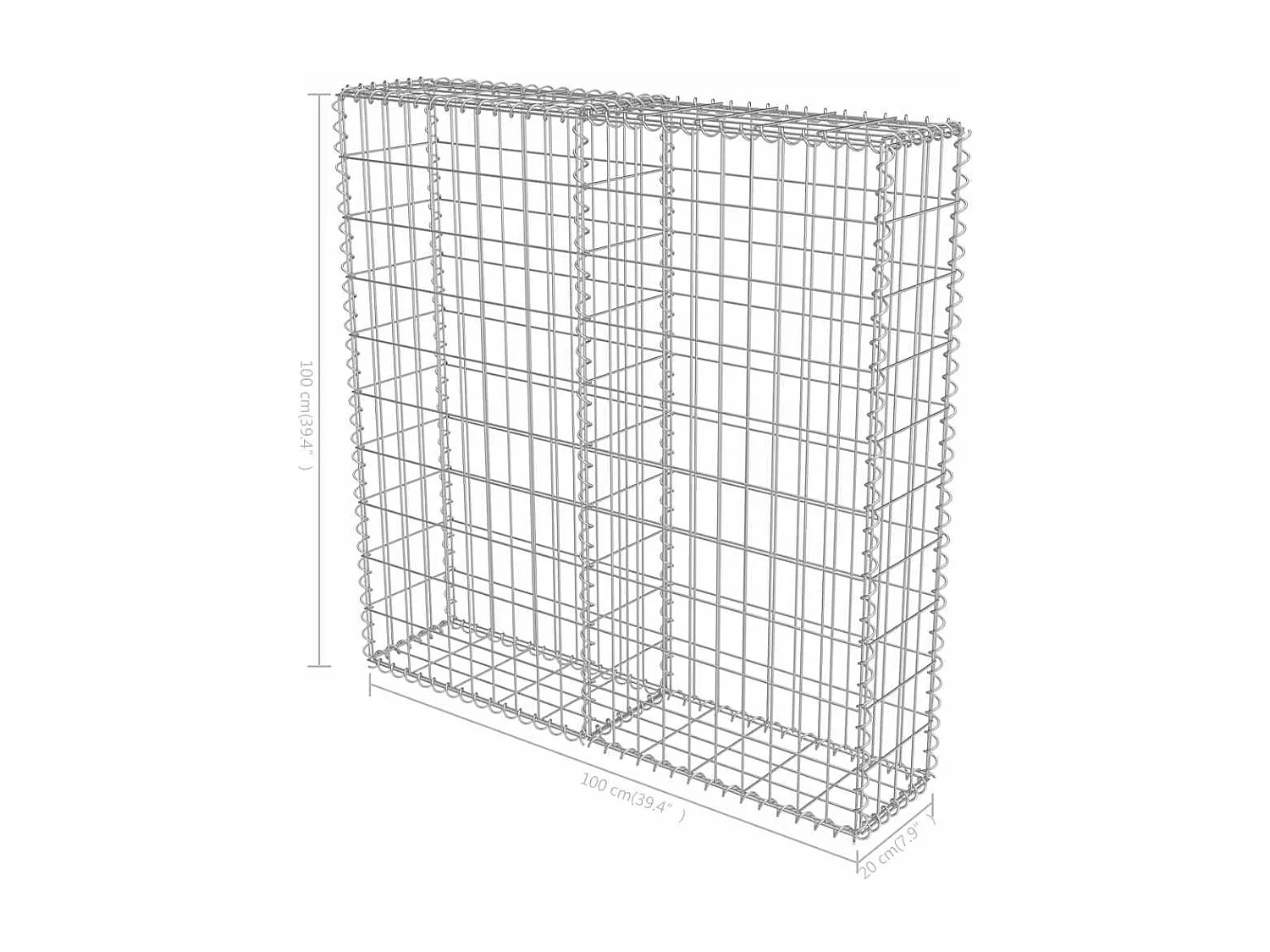 Mur à gabion-Panier de gabion avec couvercles Acier galvanisé 100x20x100 cm