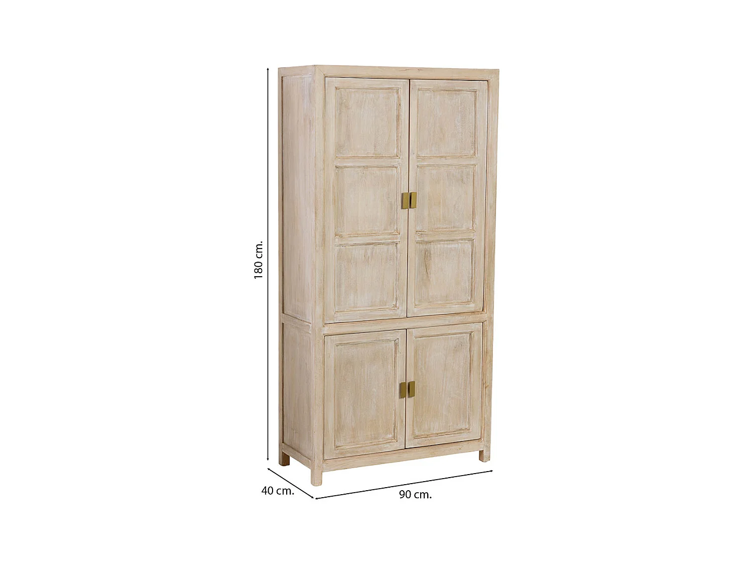 Roupeiro de madeira bege com 4 portas 90x40x180 cm