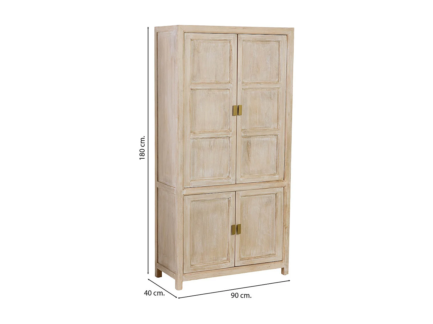 Armario de madera beige 4 puertas 90x40x180h cm