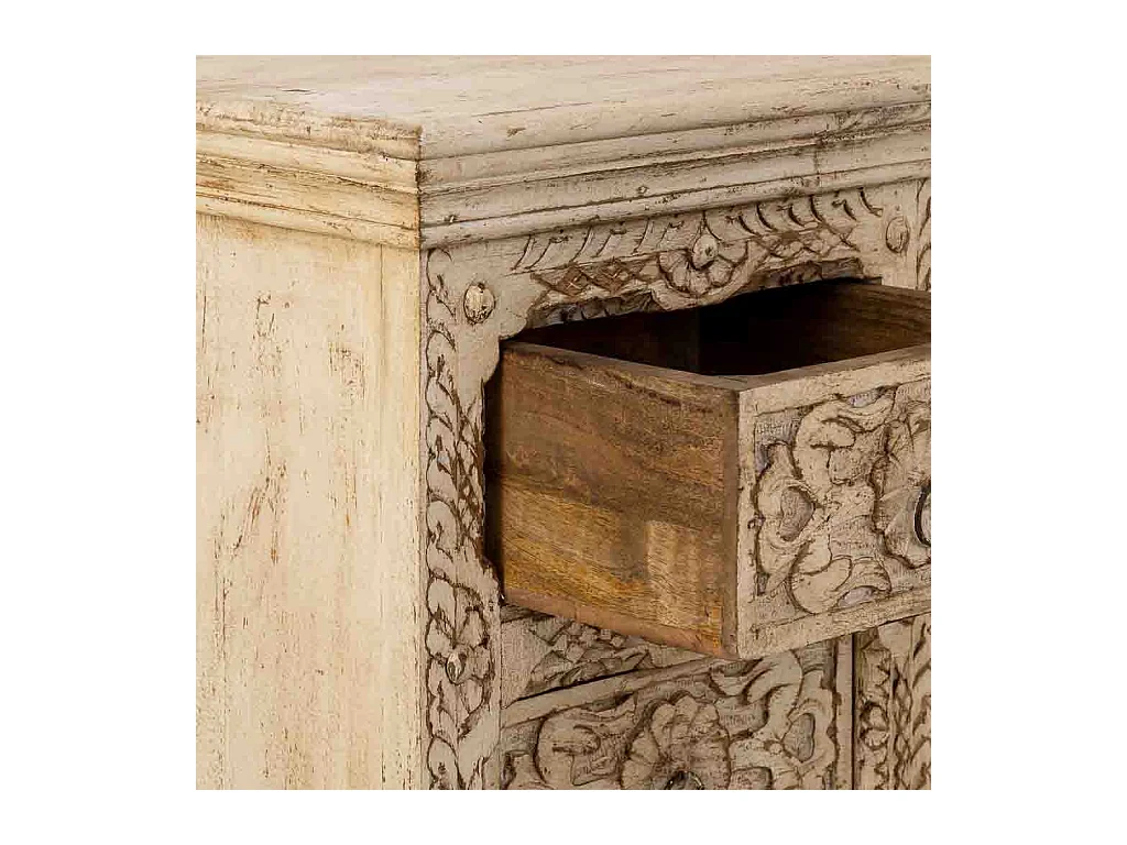 Sinfonier de Madera artesanal con 5 cajones blanco 45x40x100h cm