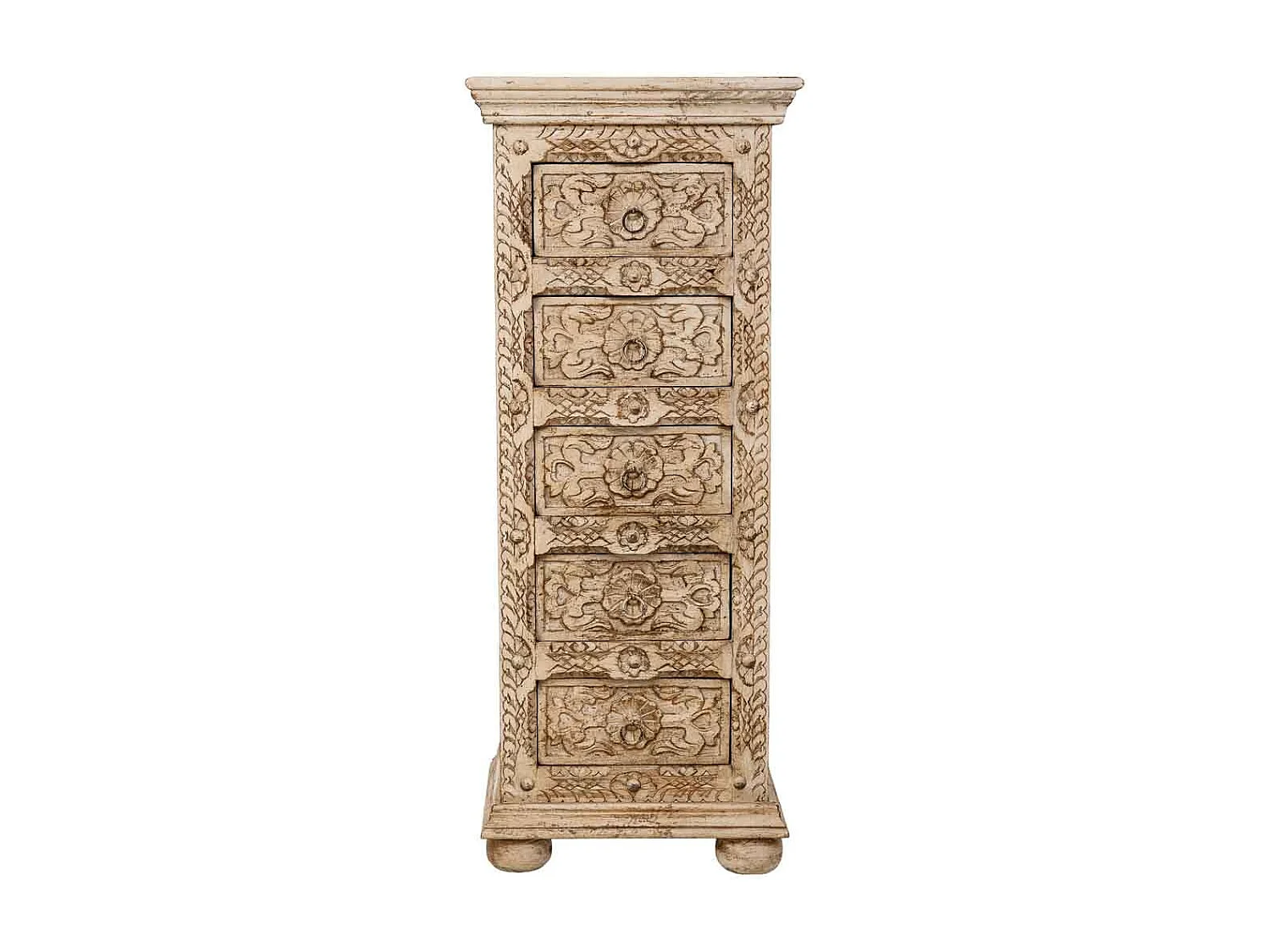 Sinfonier de Madera artesanal con 5 cajones blanco 45x40x100h cm