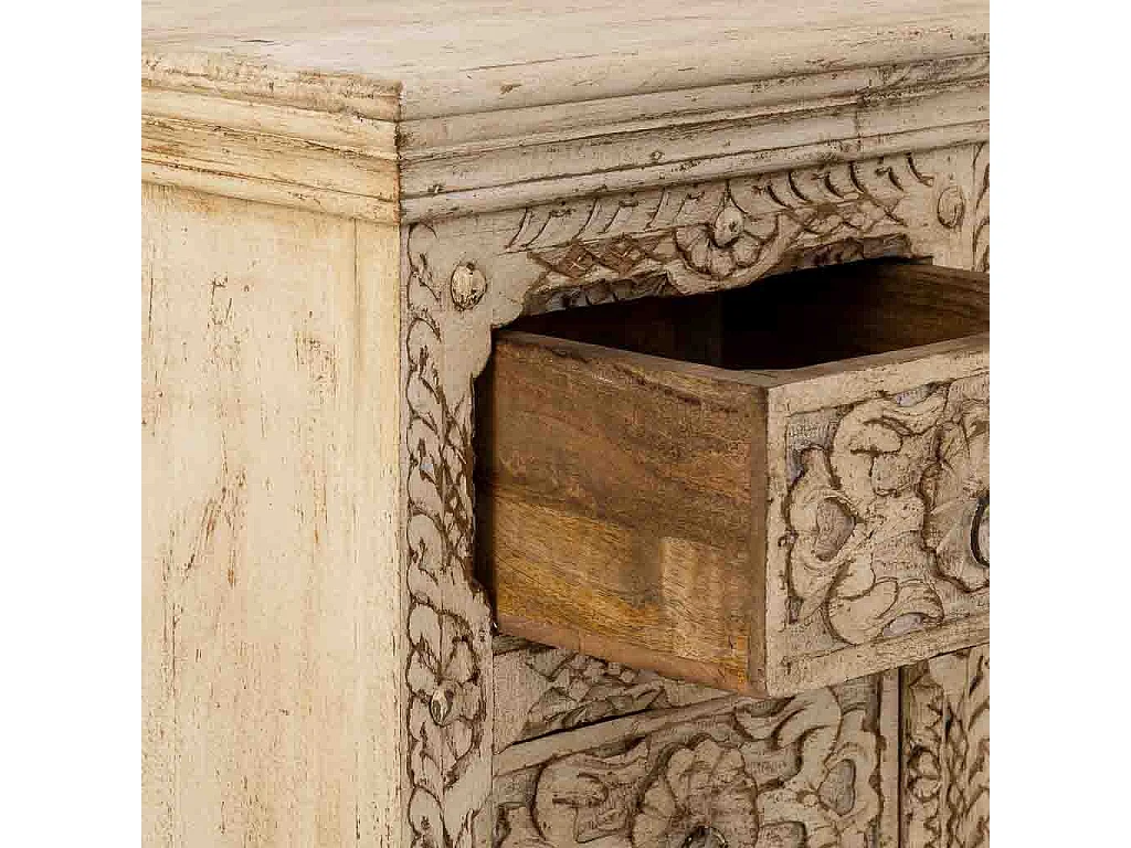 Sinfonier de Madera artesanal con 5 cajones blanco 45x40x100h cm