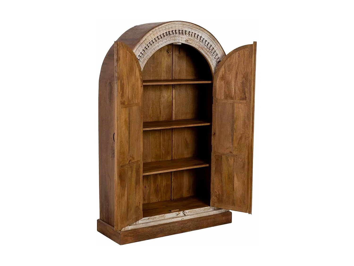 Roupeiro de madeira castanho e branco com 2 portas 112x41x181 cm