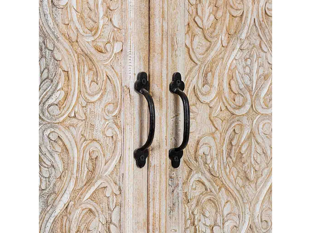 Roupeiro de madeira castanho e branco com 2 portas 112x41x181 cm