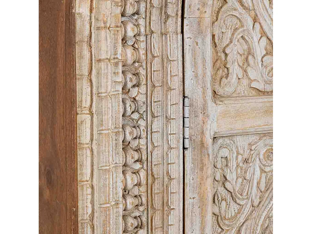 Roupeiro de madeira castanho e branco com 2 portas 112x41x181 cm