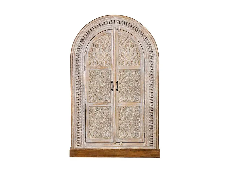 Armario de madera artesanal marrón y blanco 2 puertas 112x41x181h cm