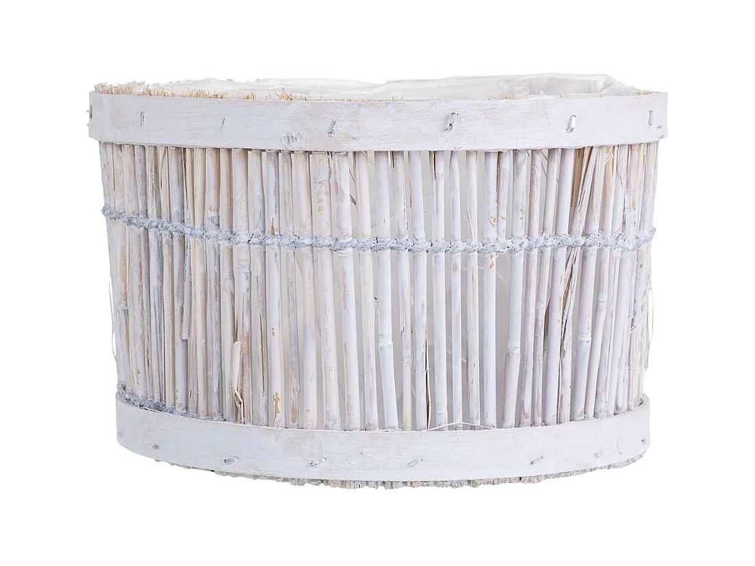 Cesto de bambu redondo branco 18x18x11 cm