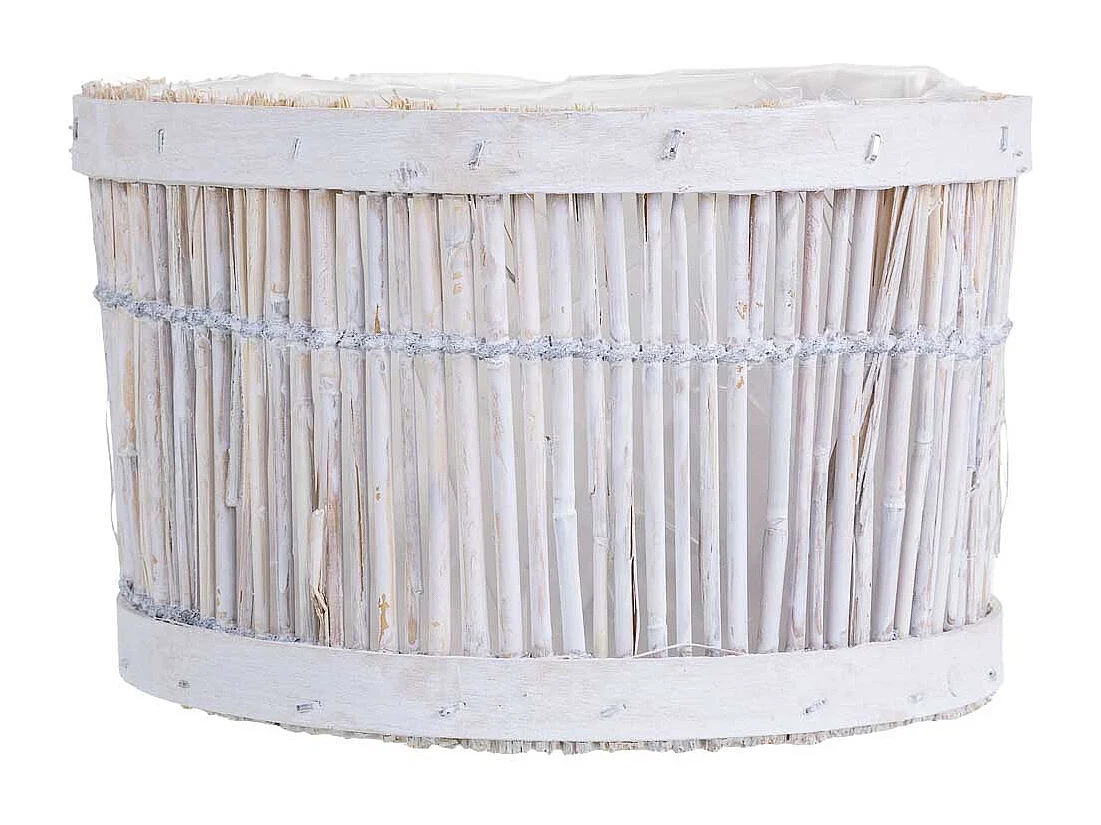 Cesto de bambu redondo branco 18x18x11 cm