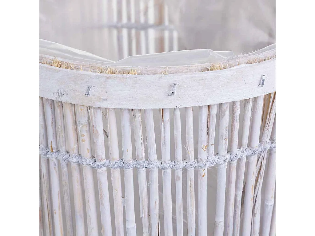 Cesto de bambu redondo branco 18x18x11 cm