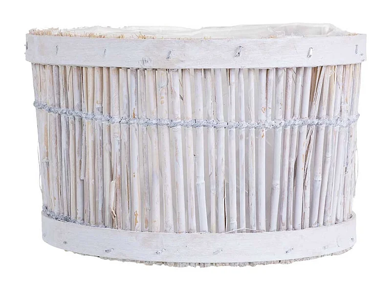 Cesto de bambu redondo branco 18x18x11 cm