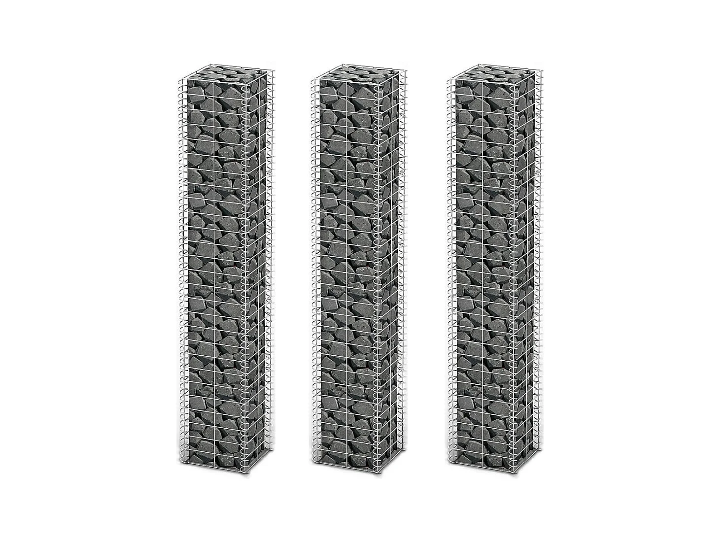 Jeu de panier de gabion 3 pcs Fil galvanisé 25x25x150 cm