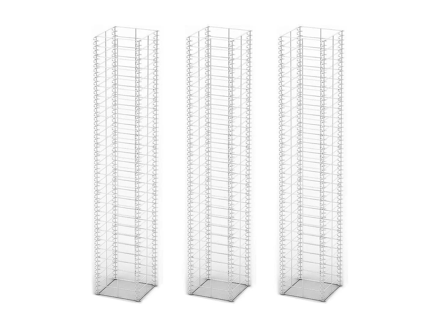 Jeu de panier de gabion 3 pcs Fil galvanisé 25x25x150 cm