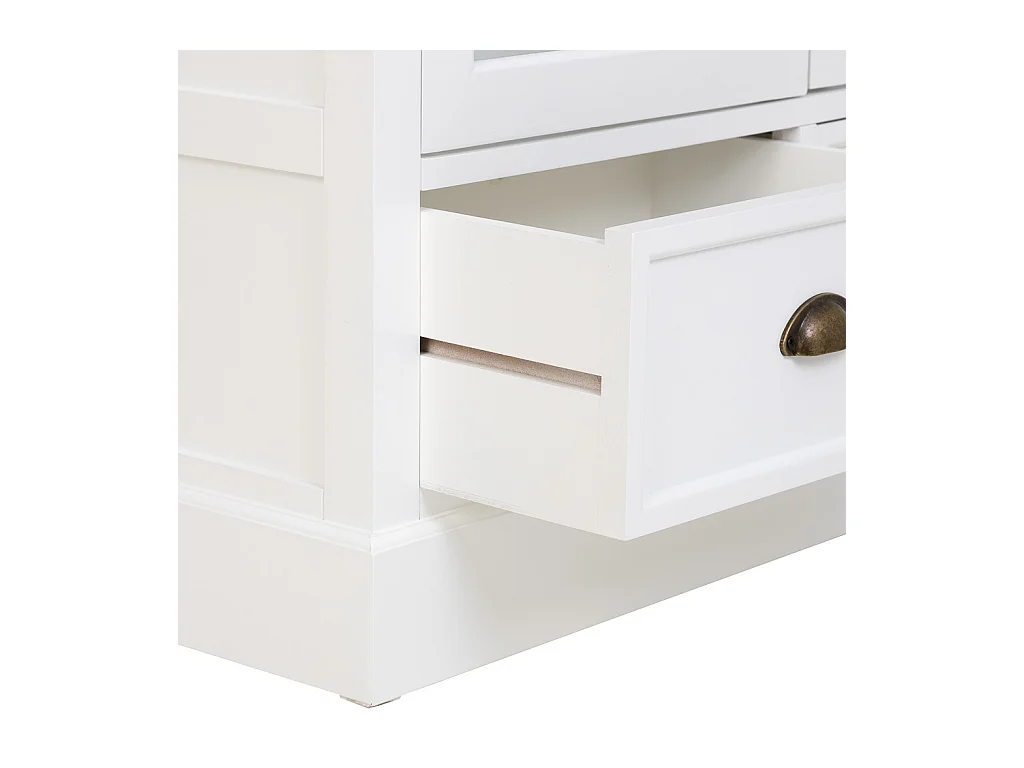 Vitrine em madeira branca com 2 portas e 2 gavetas 94x41x180,5 cm