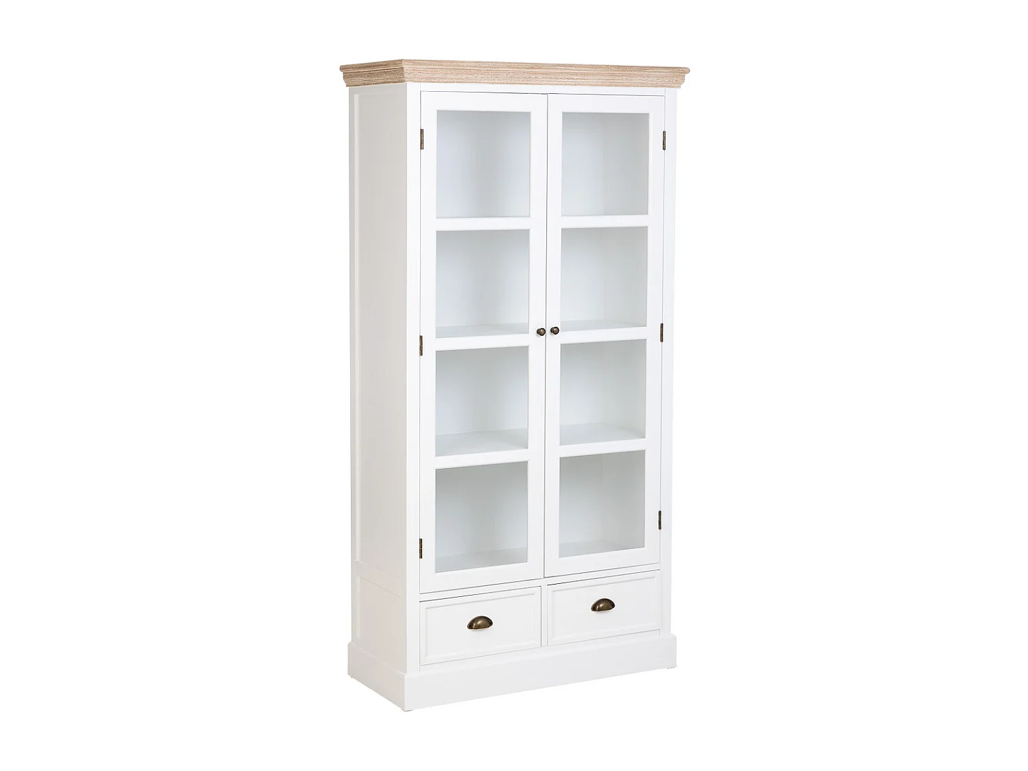 Vitrina de madera blanca con 2 puertas y 2 cajones 94x41x180.5h cm