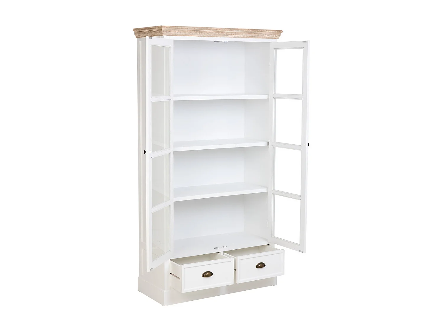 Vitrina de madera blanca con 2 puertas y 2 cajones 94x41x180.5h cm
