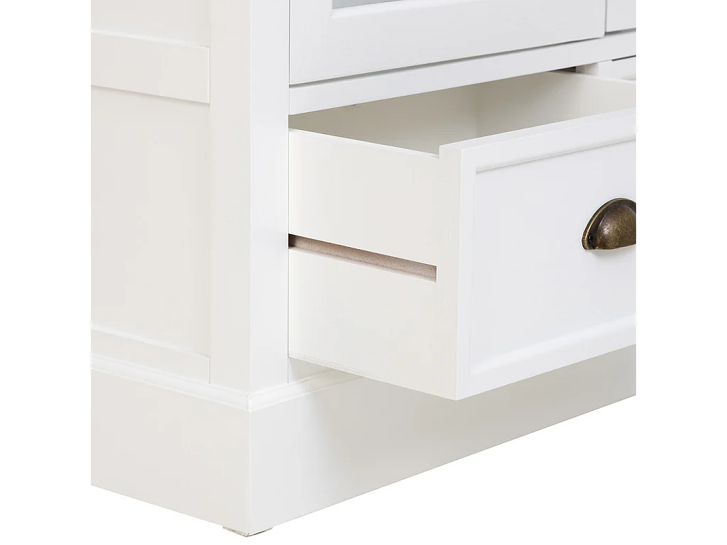 Vitrina de madera blanca con 2 puertas y 2 cajones 94x41x180.5h cm