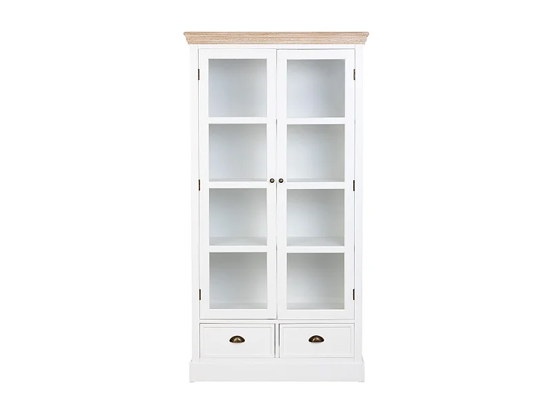 Vitrina de madera blanca con 2 puertas y 2 cajones 94x41x180.5h cm