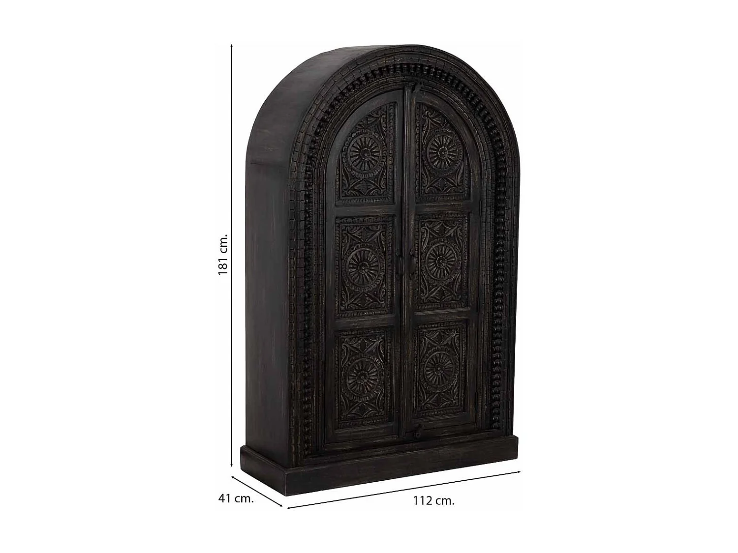 Armoire noire en bois faite main, 112x41x181 cm