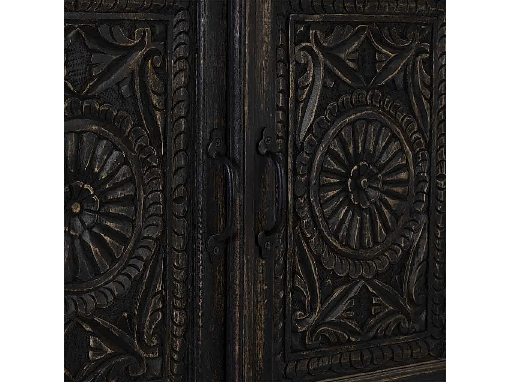 Roupeiro de madeira preto feito à mão, 112x41x181 cm