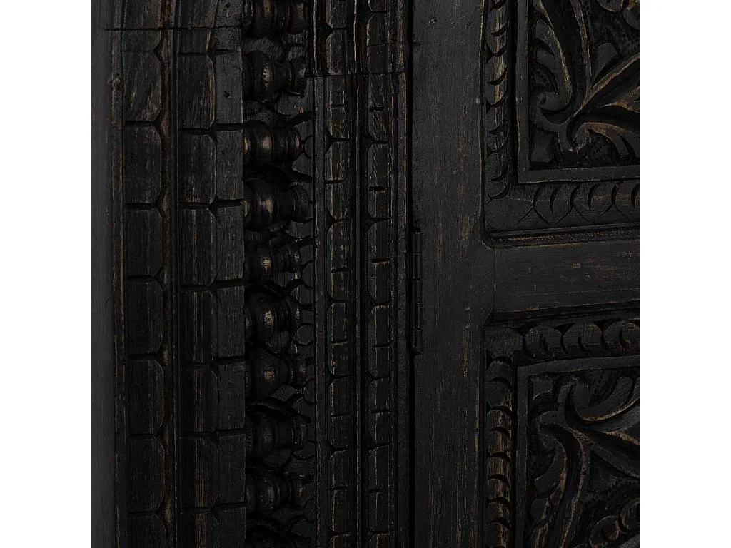 Roupeiro de madeira preto feito à mão, 112x41x181 cm