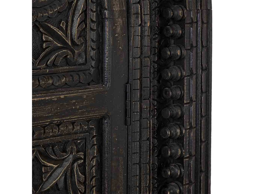Roupeiro de madeira preto feito à mão, 112x41x181 cm