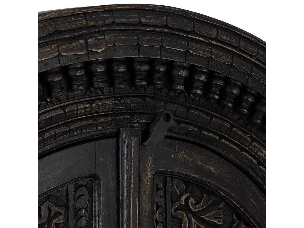 Roupeiro de madeira preto feito à mão, 112x41x181 cm