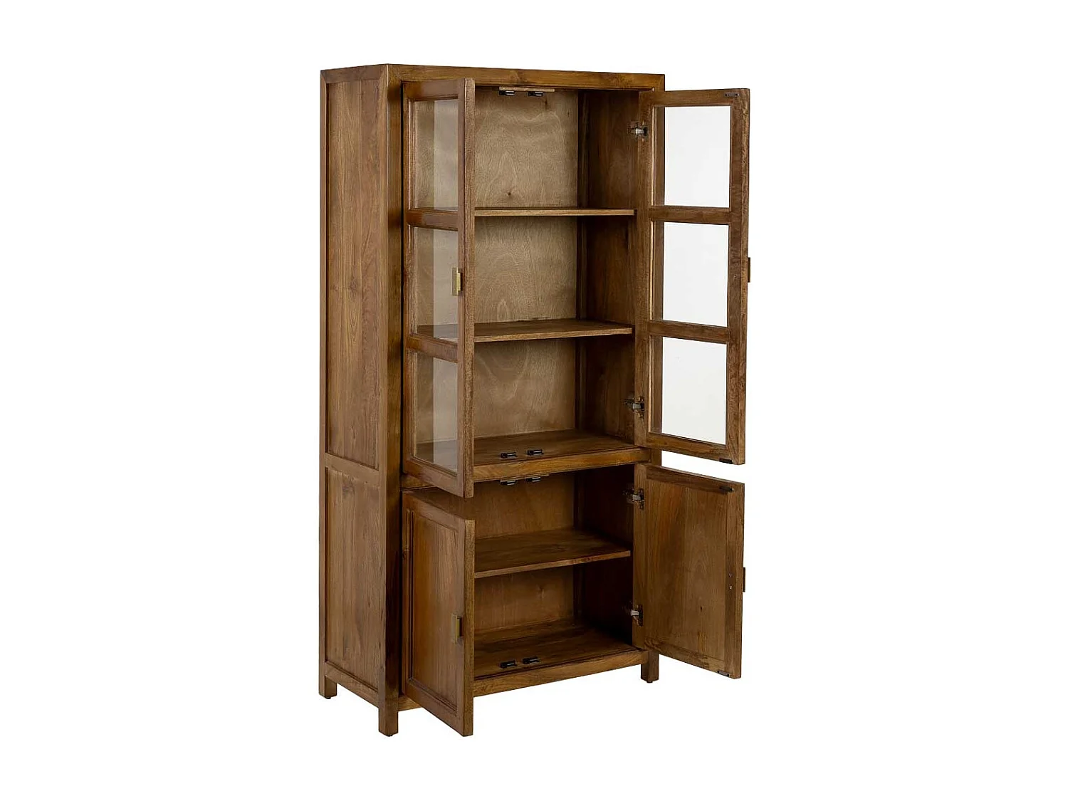 Vitrine en bois marron à 4 portes, 90x40x180 cm