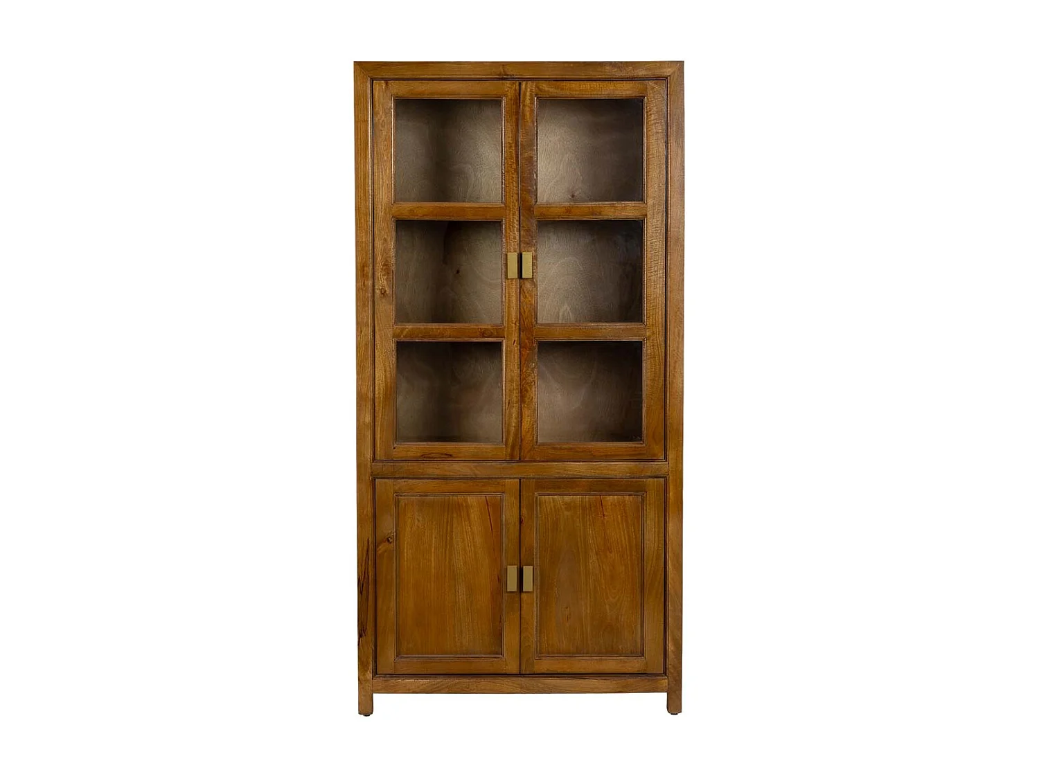 Armário de exposição em madeira castanha com 4 portas, 90x40x180 cm