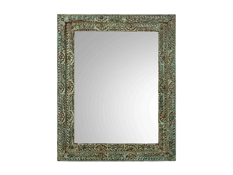 Espelho azul em madeira feito à mão 80x3x100cm