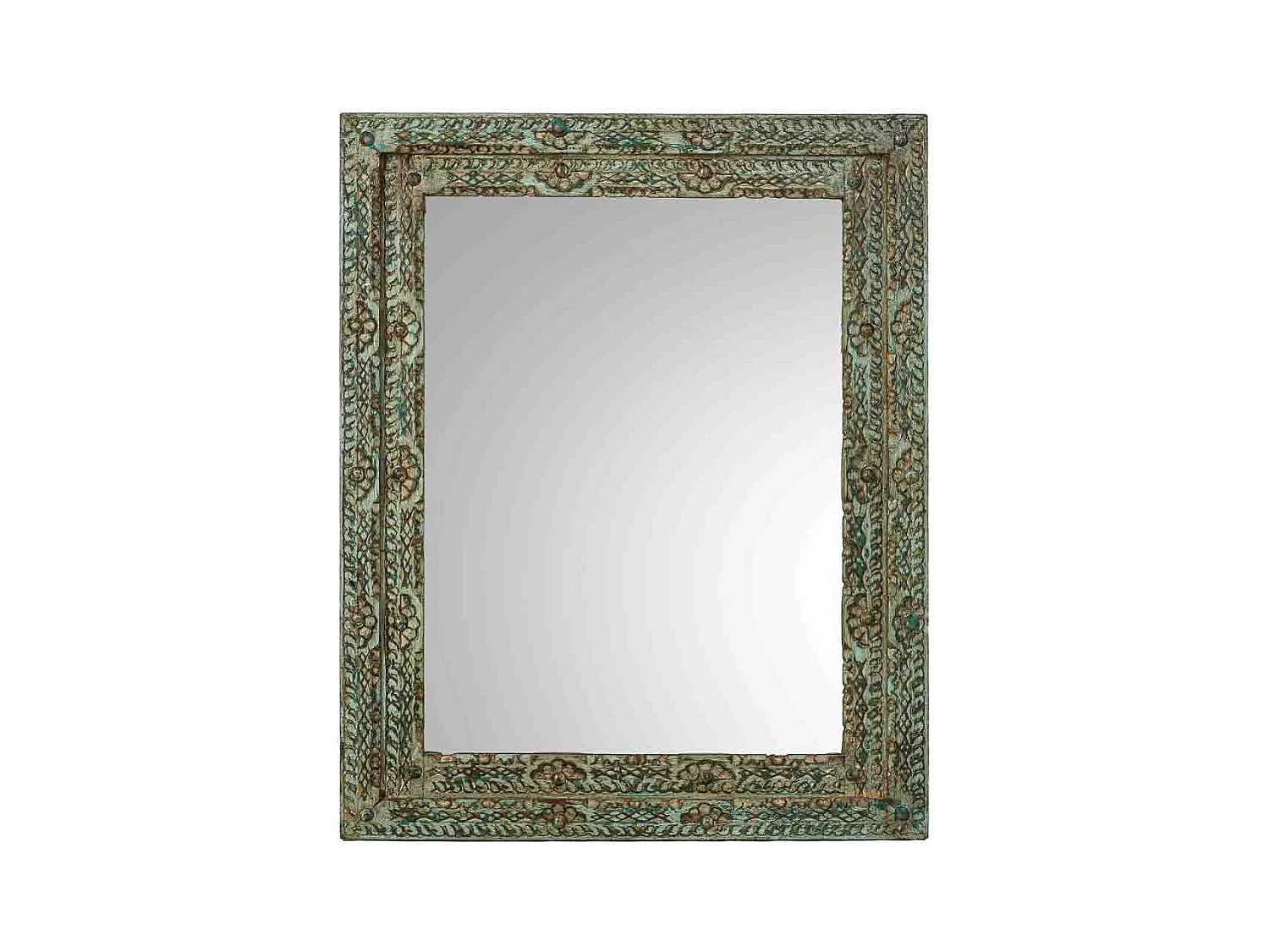 Miroir bleu en bois fait main 80x3x100 cm