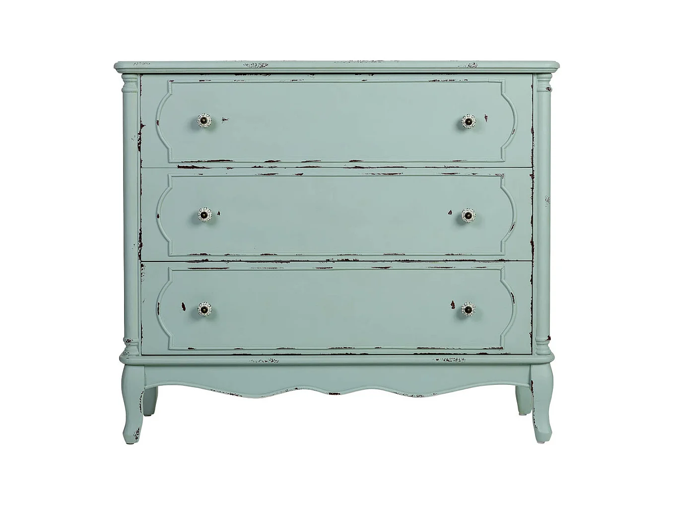 Commode 3 tiroirs en bois 100x38x86,5 cm