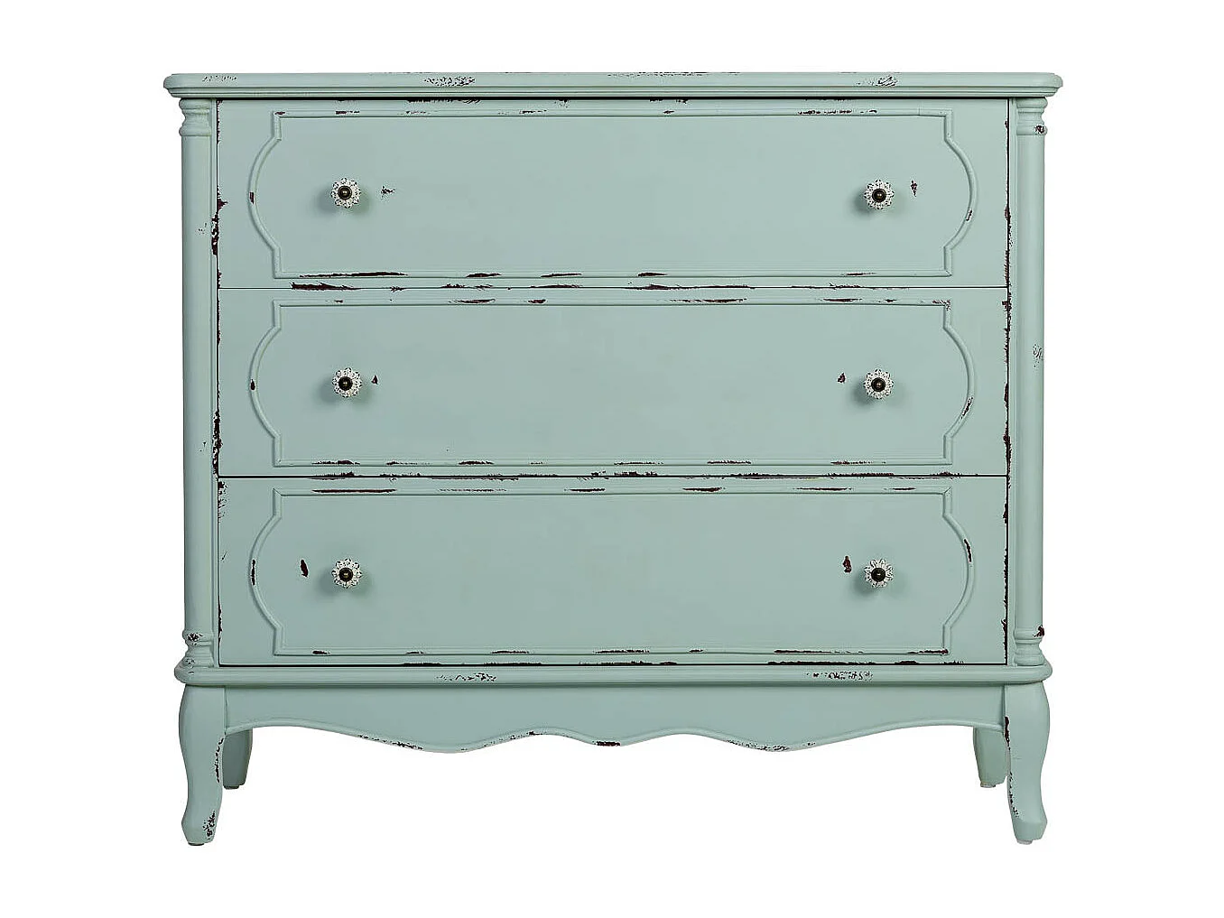 Commode 3 tiroirs en bois 100x38x86,5 cm