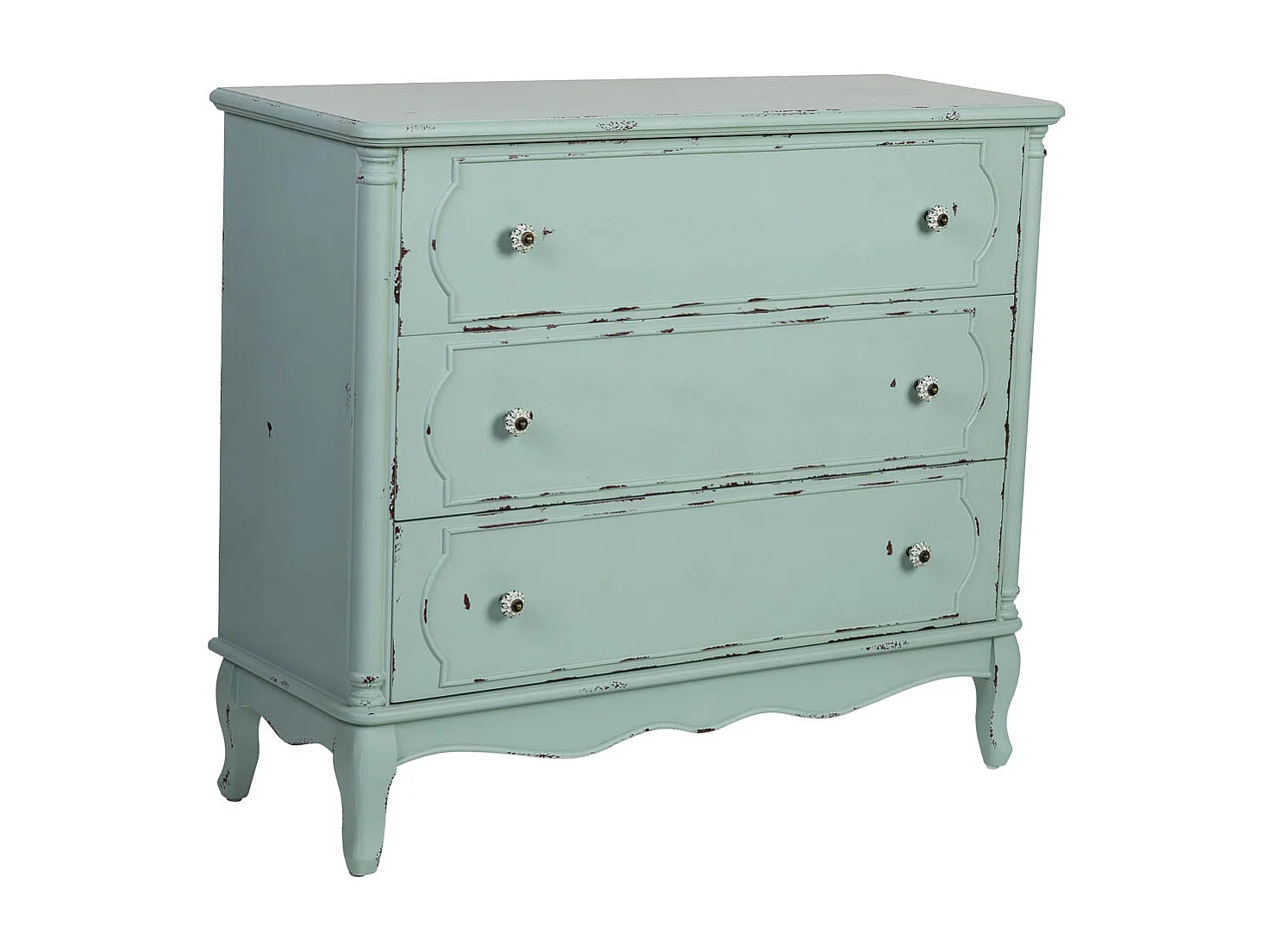 Commode 3 tiroirs en bois 100x38x86,5 cm