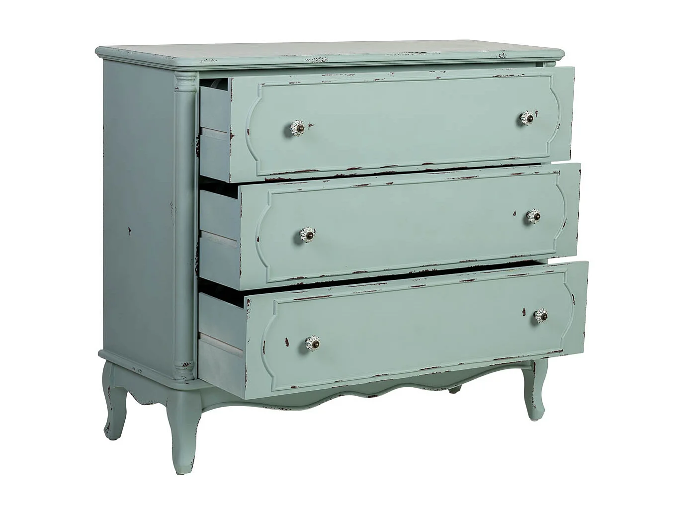 Commode 3 tiroirs en bois 100x38x86,5 cm