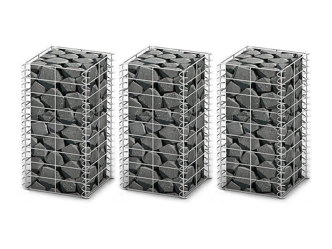 Jeu de panier de gabion 3 pcs Fil galvanisé 25x25x50 cm