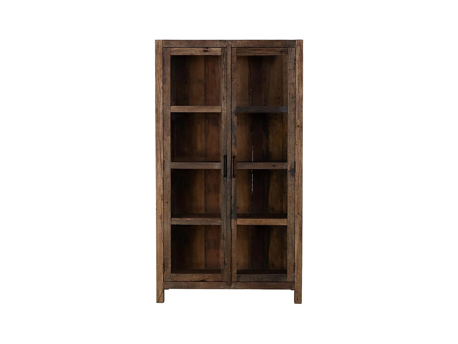 Vitrine artisanale en bois à 2 portes marron, 100x40x180 cm