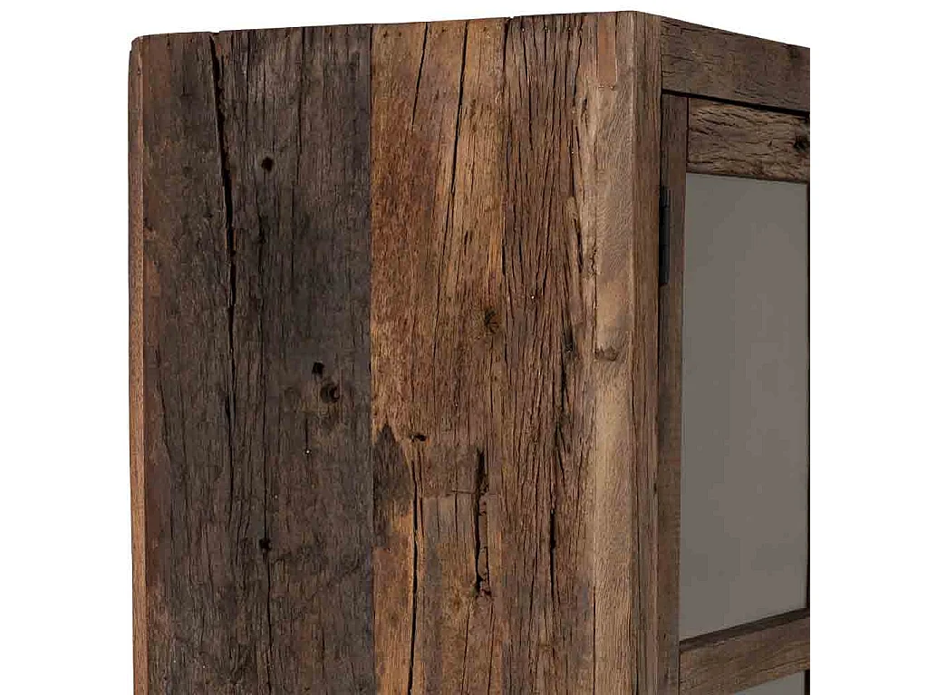 Vitrine artisanale en bois à 2 portes marron, 100x40x180 cm