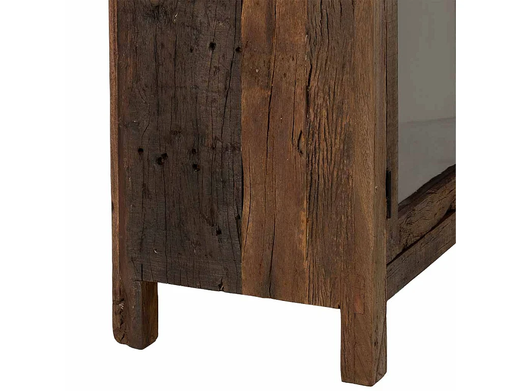 Vitrine artisanale en bois à 2 portes marron, 100x40x180 cm