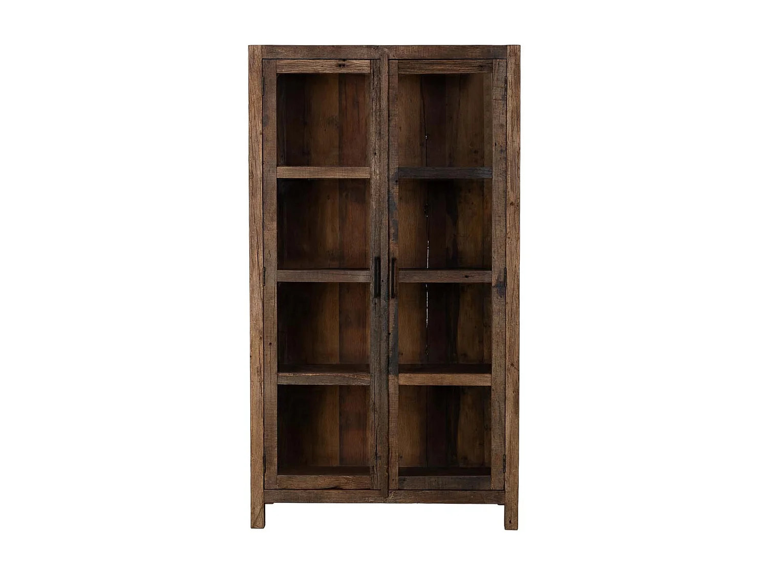 Handgefertigte Holzvitrine mit 2 Türen braun, 100x40x180 cm