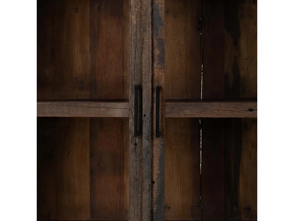 Handgefertigte Holzvitrine mit 2 Türen braun, 100x40x180 cm