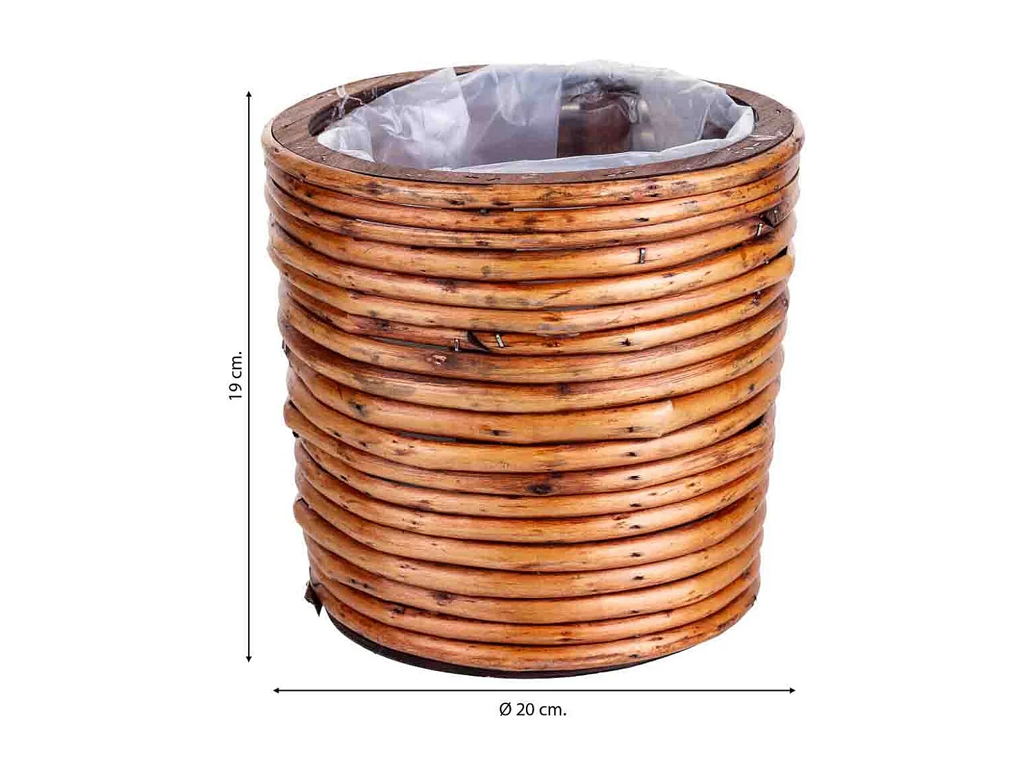 Panier en bambou marron rond 20 x 20 x 19 cm h