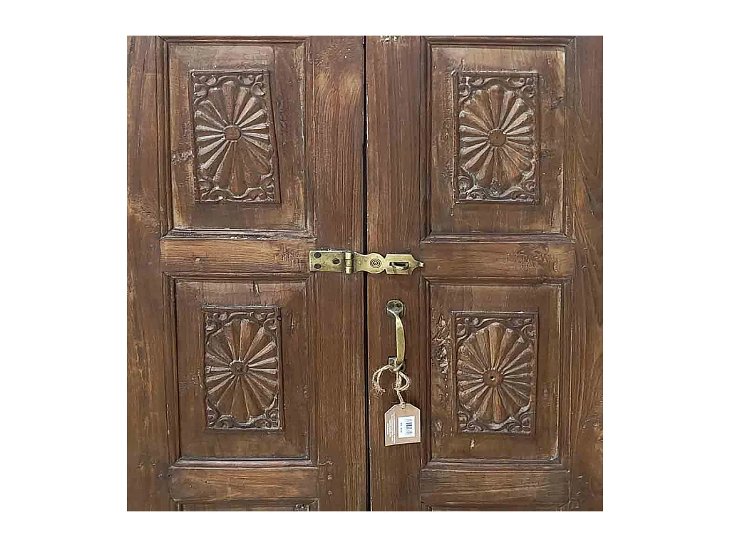 Roupeiro de madeira artesanal castanho 86x34x140 cm