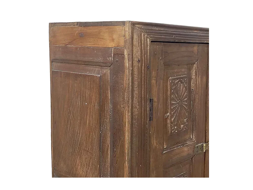 Roupeiro de madeira artesanal castanho 86x34x140 cm